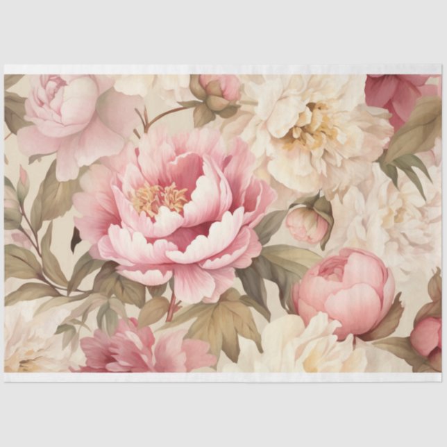 Tecido ou papel de dissociação para garden peonies (Frente )