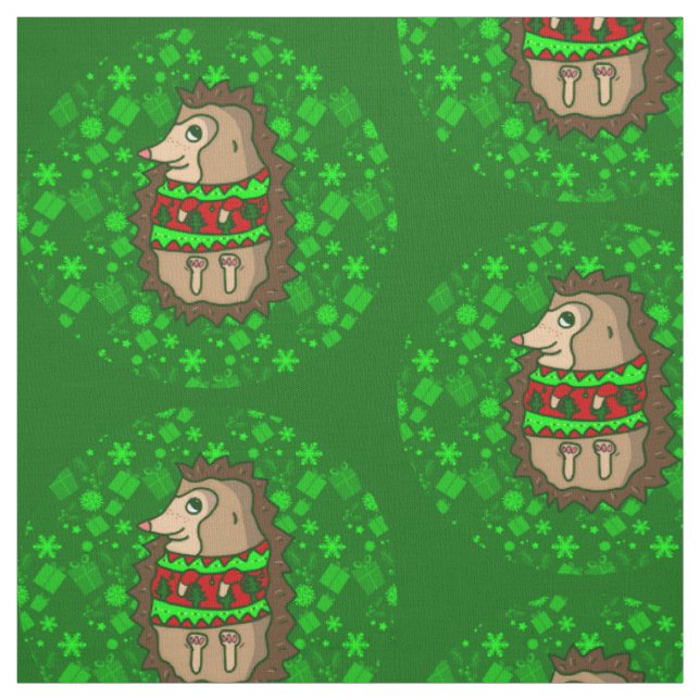 Tecido ouriço feio do natal fofo verde (Modelo)