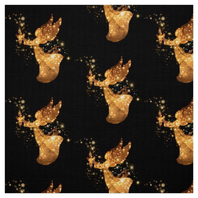Tecido Ouro Angel Stars Starry Night (Modelo)