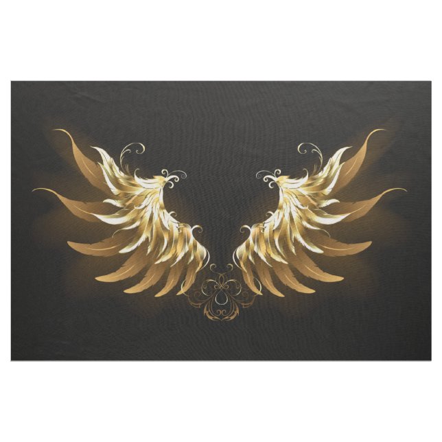 Tecido Ouro Angel Wings sobre fundo preto (Jarda)