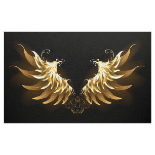 Tecido Ouro Angel Wings sobre fundo preto