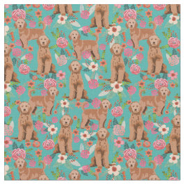 Tecido Ouro Apricot Doodle vintage florals turquoise