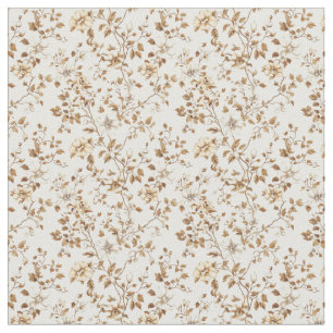 Tecido Ouro Beige Toile com Rosas e Blossomas