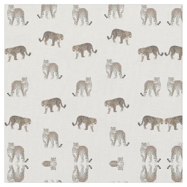 Tecido Ouro Branco moderno Animais da Selva-Leopardo (Detalhe)