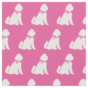 Tecido Ouro Cachorro Silhouette Pet Aussie Pink
