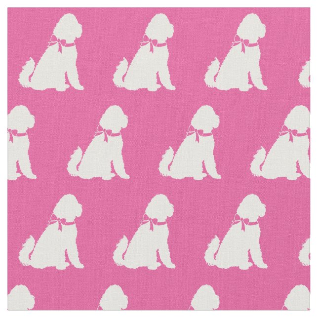 Tecido Ouro Cachorro Silhouette Pet Aussie Pink (Detalhe)