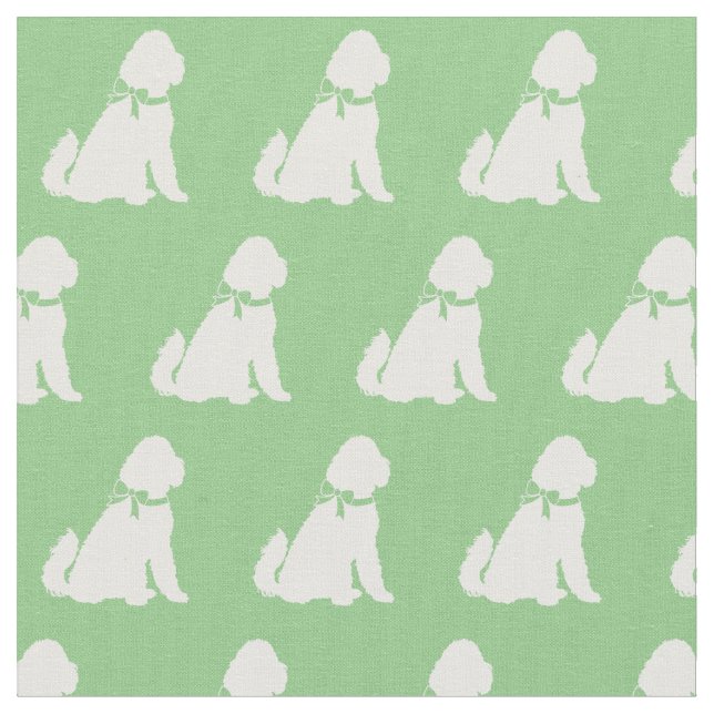 Tecido Ouro Cachorro Silhouette Pet Aussie Sage Green (Detalhe)