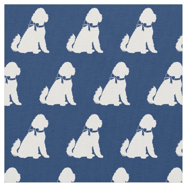 Tecido Ouro Cachorro Silhuette Pet Aussie Marinho Azul (Detalhe)
