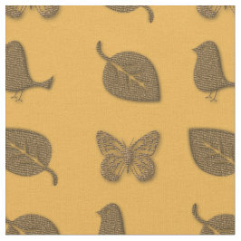 Tecido Ouro do Jardim Feriado Borboleta Folha Amarelo