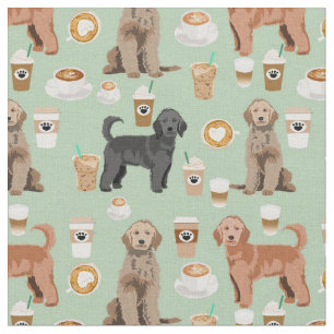 Tecido Ouro Doodle café amante de menta