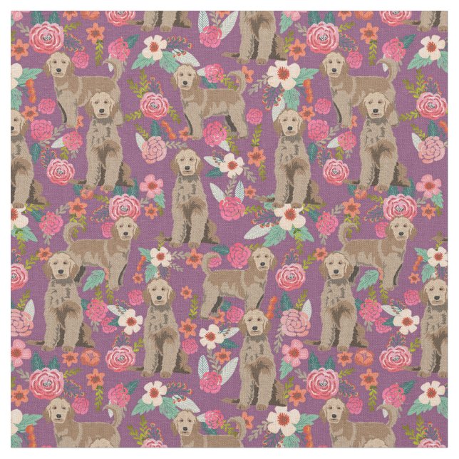 Tecido Ouro Doodle vintage florals roxo (Detalhe)