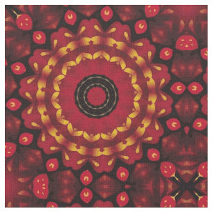 Tecido Ouro na mandala vermelha
