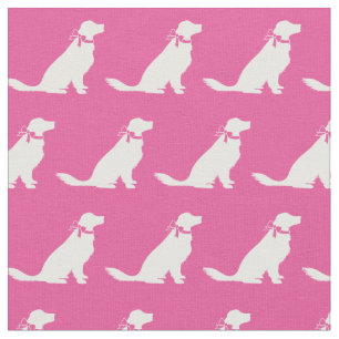 Tecido Ouro Retriever Dog Silhute Pet Pink