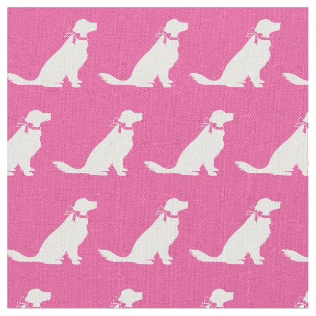 Tecido Ouro Retriever Dog Silhute Pet Pink (Detalhe)