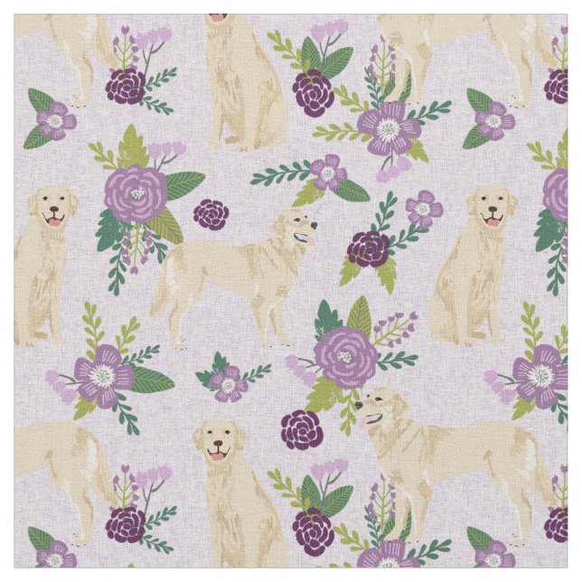 Tecido ouro retriever dogs lavandas (Detalhe)