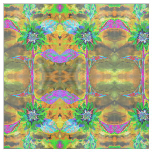 Tecido Ouro verde para girassol abstrato