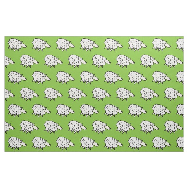 Tecido Ovelhas Designs em padrão em fundo verde (Fat Quarter)