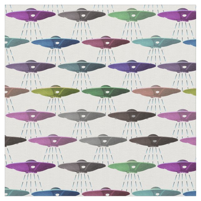 Tecido OVNIs de Saucers Voadores Multicolores (Detalhe)