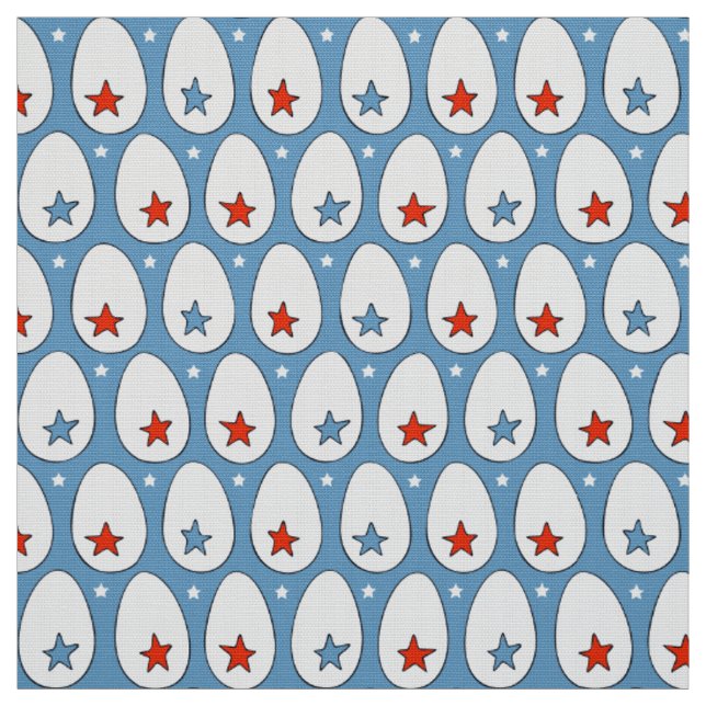 Tecido Ovos de frango Vermelho Branco Azul Estrelas Fazen (Modelo)