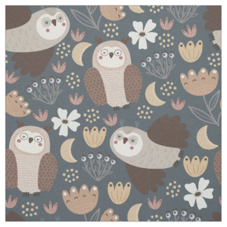 Tecido Owl Love Scandinavian Folk Art Pattern