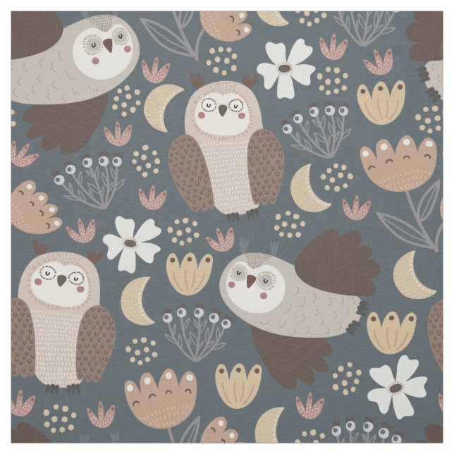Tecido Owl Love Scandinavian Folk Art Pattern (Modelo)