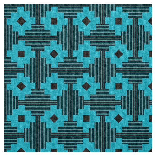 Tecido Padrão 061214 - Preto com Azul Aqua 00b2ca (Modelo)