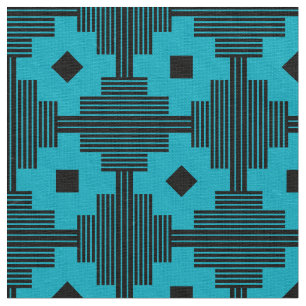 Tecido Padrão 061214 - Preto com Azul Aqua 00b2ca