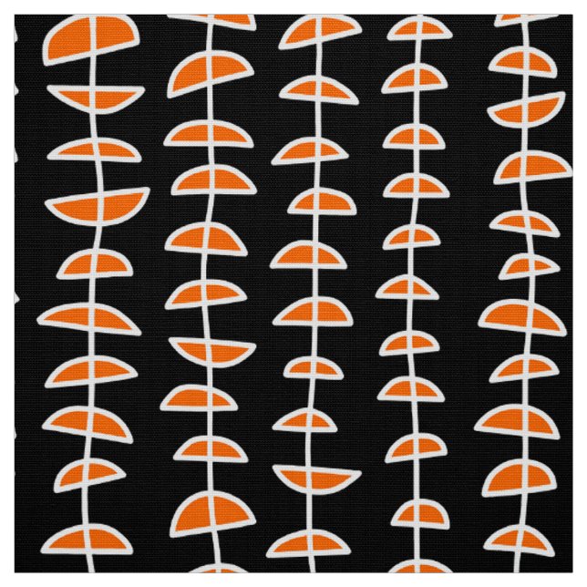 Tecido Padrão 080515 - Branco e Laranja em Preto (Modelo)