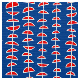 Tecido Padrão 080515 - Branco e Vermelho no Azul 004095