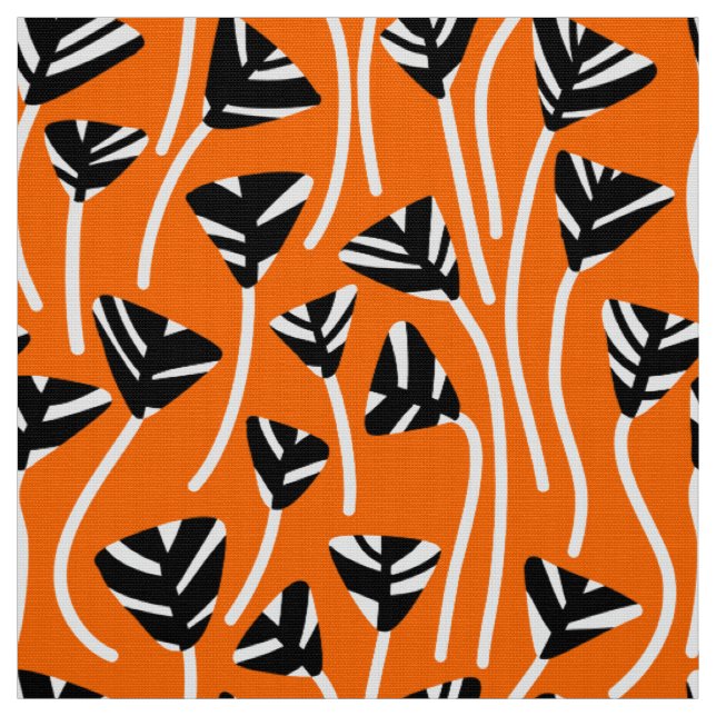 Tecido Padrão 210121 - Preto, Branco e Laranja (Modelo)