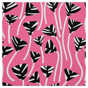 Tecido Padrão 210121 -    Preto, Branco e Rosa Profundo