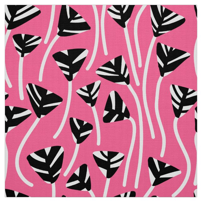 Tecido Padrão 210121 - Preto, Branco e Rosa Profundo (Modelo)