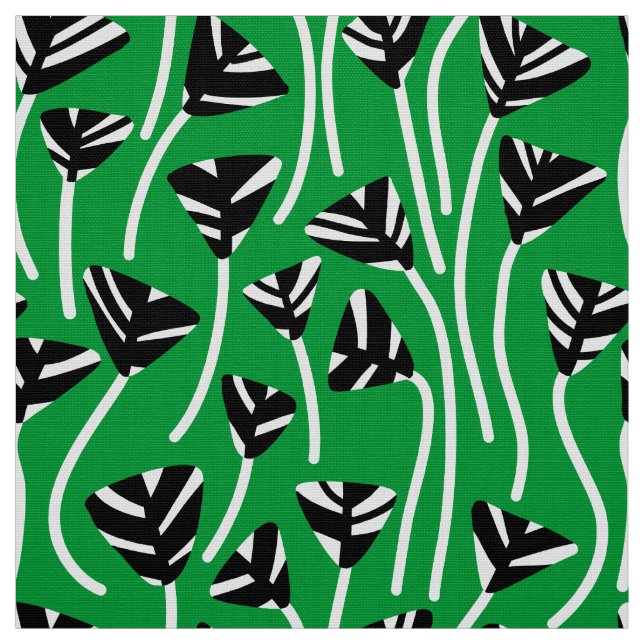 Tecido Padrão 210121 - Preto, branco e verde-grama (Modelo)