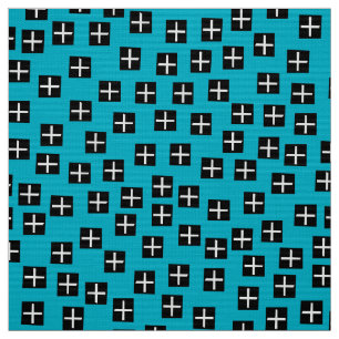Tecido Padrão 270715 - Preto e branco no azul 00b2ca