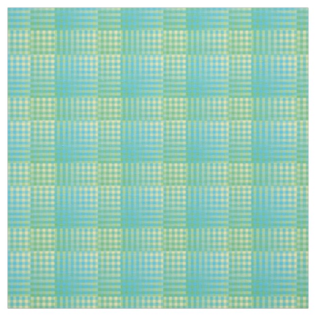 Tecido Padrão Abstrato Xadrez Verde Azul (Modelo)