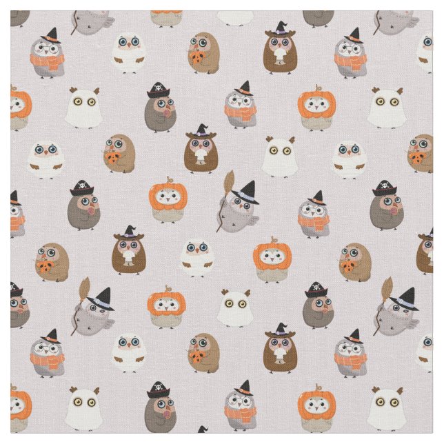 Tecido Padrão Adorável das Corujas de Halloween (Detalhe)