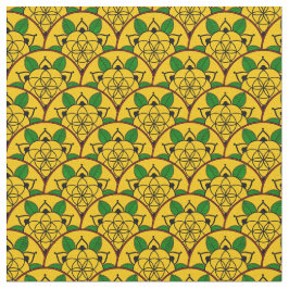 Tecido Padrão Africano Circular Amarelo Dourado vibrante