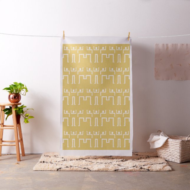 Tecido Padrão Africano de Dança Amarelo - Branco (In Situ)