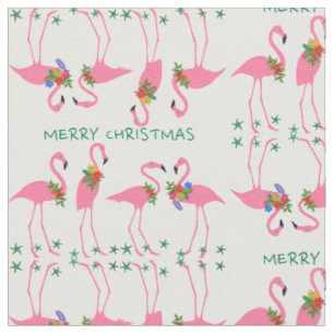Tecido Padrão Alegre Natal Flamingos