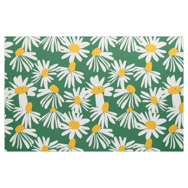 Tecido Padrão Amarelo Branco Verde Grande Margarida (Fat Quarter)
