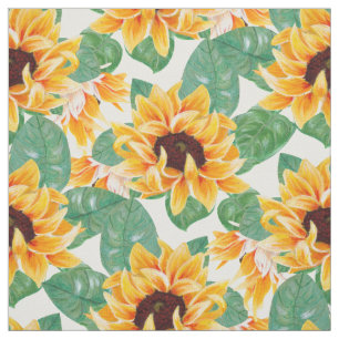 Tecido Padrão Amarelo e Verde bonito dos Girassóis