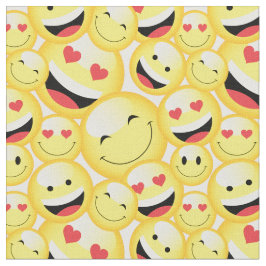 Tecido Padrão Amarelo Emoji Faces de Sorriso