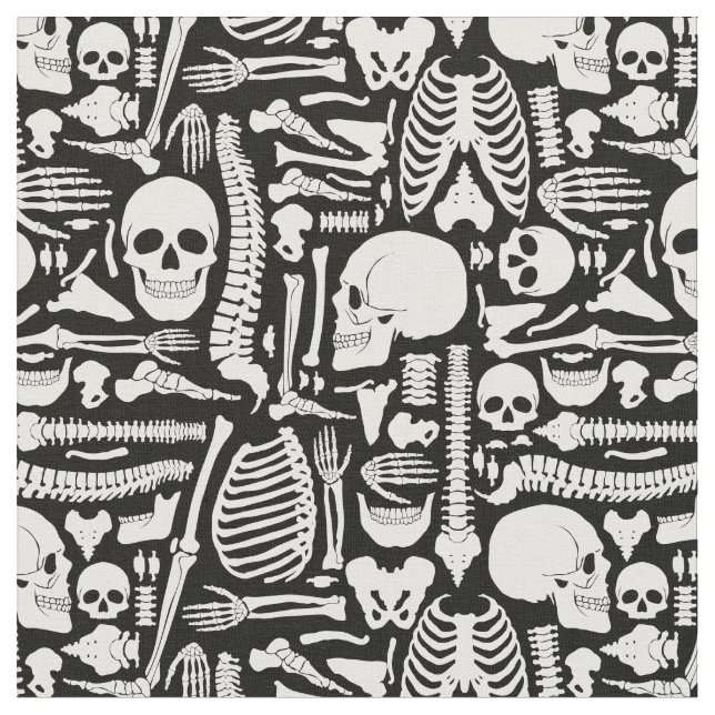 Tecido padrão anatômico do esqueleto de halloween (Detalhe)