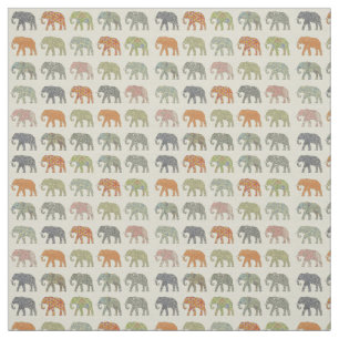 Tecido Padrão Animal Colorido de Elefante Contemporâneo