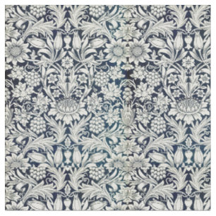 Tecido - Padrão Art Nouveau Azul e Branco