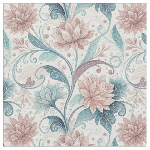 Tecido Padrão Artístico de Flores em Rodopio Floral Paste