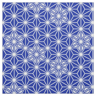 Tecido Padrão Asanoha japonês - azul de cobalto