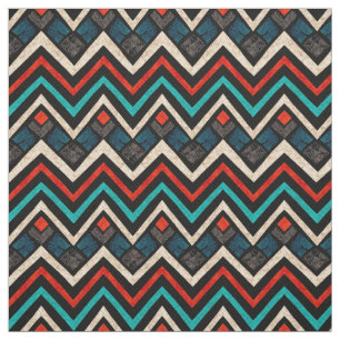 Tecido Padrão Aztec Aztec, Beige Red Teal Preto