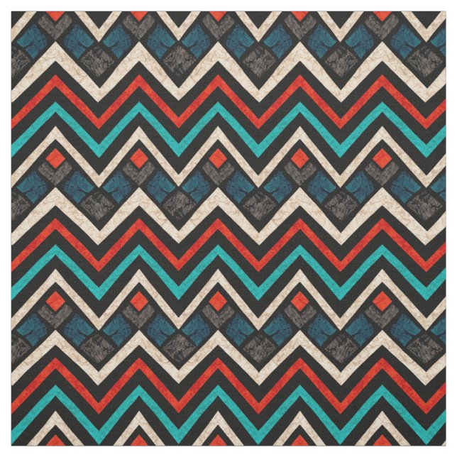 Tecido Padrão Aztec Aztec, Beige Red Teal Preto (Modelo)
