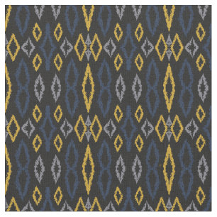 Tecido Padrão Azul Amarelo Preto Ikat marroquino